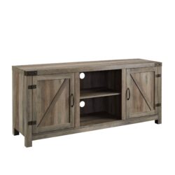 Farmhouse Barn Door TV Stand For TVs Up To 65" - Gray Wash