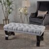 Hilton - Ottoman Bench With Classic Button Tufting - Light Gray - Image 2