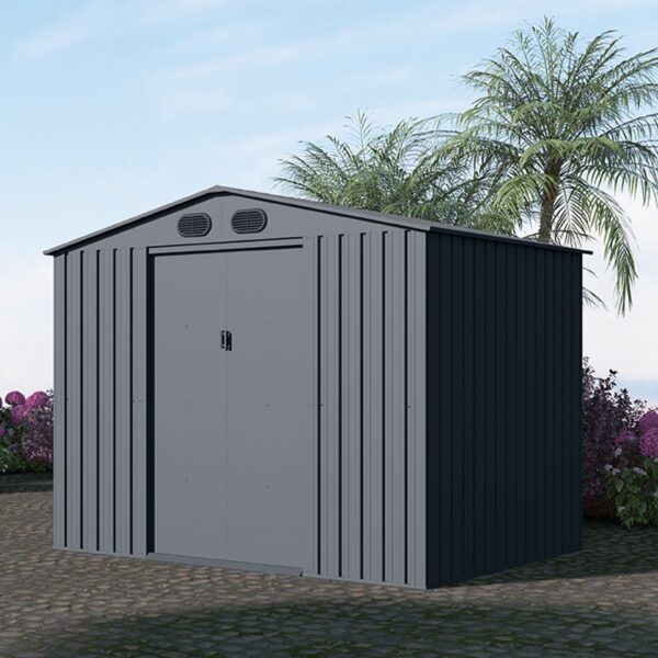Industrial - 6' x 8' Garden Metal Shed Premium - Dark Gray