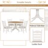 Retro 5 Piece Dining Table Set With Extendable Round Table And Upholstered Chairs - Off White - Image 8