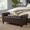 Hayes Contemporary Armed Storage Bench With Button Tufting - Brown - Image 3