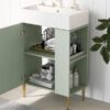 Bathroom Vanity, Combo Cabinet, Bathroom Storage Cabinet, Single Ceramic Sink, Right Side Storage - Green - Image 18