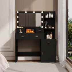 Newly Designed Smart Mirror Dressing Table With Drawers And Storage Cabinet, Dressing Table With Dressing Pad For Bedroom, Dressing Room - Black