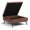Owen - Extra Large Square Coffee Table Storage Ottoman - Distressed Saddle Brown - Image 3