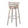 Cosini - Mid-Century Modern Fixed Height Barstool With Swivel With Round Footrest (Set of 2) - Light Gray / Cream - Image 4