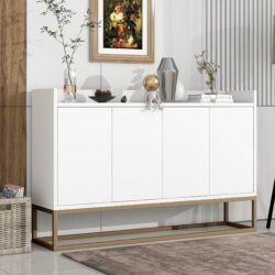Modern Sideboard Elegant Buffet Cabinet With Large Storage Space For Dining Room, Entryway - White