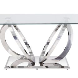 Finley - Clear Glass Top Mirrored Dining Table - Silver