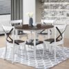 2 Pieces Set Dining Side Chair Rustic Modern Farmhouse Design Retro Design With Metal X Design - Antique Dark Oak / Antique White - Image 7