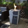 20" Propane Gas Fire Pit Table, 50000 Btu Square Concrete Fire Pit For Outside Patio Deck Garden Backyard - Light Gray Blue - Image 2
