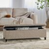Glouster - Contemporary Storage Ottoman V2 With Upholstered Fabric - Sand - Image 6