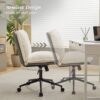 Oversize Seat Cirss Cross Chair With Wheels, Elegant Design Computer Chair, Adjustable Height 360 Degree Rolling Swivel Home Office Chair For Small Space, Dressing Room, Living Room - Dark Gray / White - Image 4