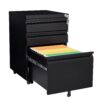 Contemporary 3 Drawer Mobile Filing Cabinet With Lock, Metal Office Storage For Legal / Letter Size - Black - Image 14