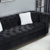 Reversible Sectional Sofa 4 Seater Oversized Convertible L Shaped Couch Velvet Sofa Couch - Black - Image 6