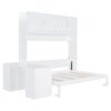 Queen Size Wall Murphy Bed With Desk And Storage Shelves And Big Cabinets - White - Image 5