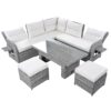 Outdoor Furniture Set Patio Rattan Furniture Set With An Adjustable Table, Recliners With Extendable Side Tables, And 2 Ottomans For Patio, Lawn, Backyard, Pool - Beige - Image 22