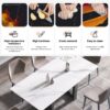 70.87" Modern Artificial Stone White Straight Edge Black Metal Leg Dining Table - White / Black - Image 11