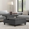 Harrison - Multifunctional Large Square Coffee Table Storage Ottoman - Gray - Image 5