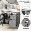 Bathroom Vanity With Top Sink, Modern Bathroom Storage Cabinet With 2 Drawers And A Tip-Out Drawer, Single Sink Bathroom Vanity - Gray - Image 6
