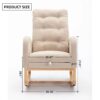 Accent Rocking Chair With Footrest High Back Rubber Wood Rocking Legs Bedroom Living Space - Beige - Image 12