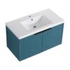 Contemporary Wall Mounted Bathroom Vanity With Resin Sink & Soft Close Doorі - Lake Blue - Image 12