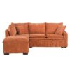 Convertible Sofa Bed Sectional Sofa Sleeper L-Shaped Sofa With A Storage Ottoman, Two Pillows, Two Power Sockets And Two USB Ports For Living Room - Orange - Image 7
