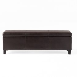 Elegant Storage Ottoman Bench With Birch Legs - Brown
