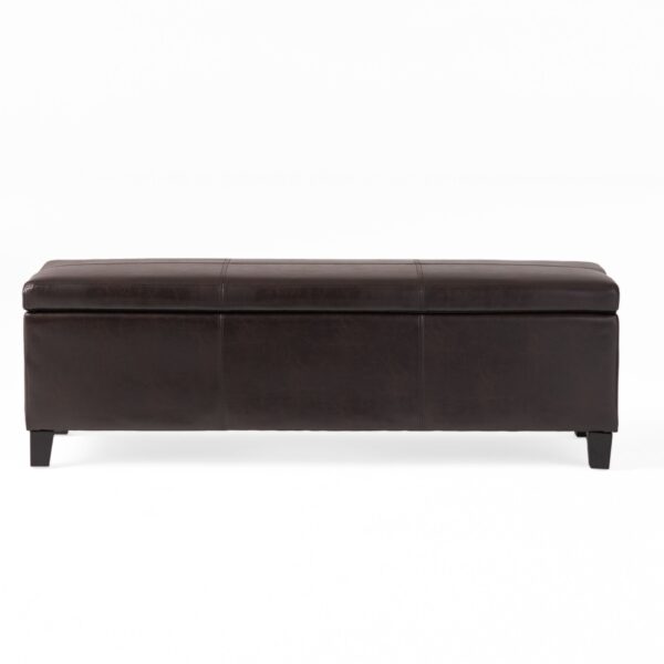 Elegant Storage Ottoman Bench With Birch Legs - Brown
