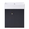 Modern Floating Bathroom Vanity With Ceramic Basin, Perfect For Small Bathrooms, Left Side Storage - Black - Image 13