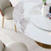 Round Modern Marble Dining Table With 4 Chairs - Golden White - Image 7