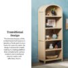 Modern 5 Shelf Open Arched Bookshelf - Oak - Image 11