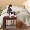Pet Bunk Bed With Removable Step For Dogs And Cats, Multi-Level Bed Window Perch Seat Platform With Cushion And Cat Scratch Pad, Indoor Use - Dark Brown - Image 2