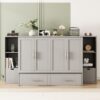 Full Size Murphy Bed With Shelves, Drawers And USB Ports - Gray - Image 13