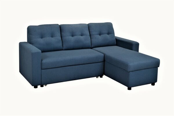 Convertible L Shaped Sectional Sleeper Sofa Bed, Saving Pull Out Couch - Blue