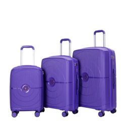 Expandable Hardshell Suitcase Double Spinner Wheels Pp Luggage Sets Lightweight Durable Suitcase With Tsa Lock, 3 Piece Set (20/24/28) - Purple
