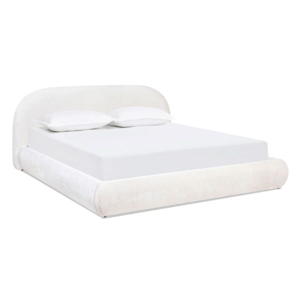 Archie Puffy Grounded - King Upholstered Platform Bed - Almond White