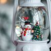 Christmas Plastic / Resin Lantern With Snowman & Tree LED / Water Spinning / 6 Hours Timer, 3*AA Batteries Required - White / Multi - Image 11