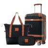 Hardshell Luggage Sets 3 Piece Carry - On Suitcase Double Spinner Wheels With Tsa Lock - Black - Image 2