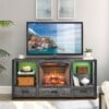 23" Infrared Quartz Heater Fireplace Insert -Woodlog Version With Brick - Antique Black - Image 2