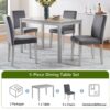 5 Pieces Wooden Dining Table Set, Kitchen Table Set With A Rectangular Table And 4 Upholstered Chairs - Silver Gray - Image 6
