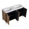 Modern Style Freestanding Bathroom Vanity With Double Resin Sink & Soft Close Cabinet Doors - Light Coffee - Image 18