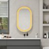 Oval Medicine Cabinet Mirror Bathroom Mirror With Storage Wall Mounted Medicine Mirror Cabinet With LED - Golden - Image 2