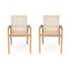 Belfast - Dining Chair (Set of 2) With Frame And Textile For Outdoor Use - Teak / Beige - Image 2