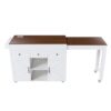 Modern Kitchen Island With Extendable Dining Table & Power Outlet - White - Image 9