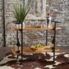 Modern Industrial Bar Cart With Shelving And Casters - Natural - Image 3