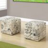 Pouf, Footrest, Foot Stool, Transitional (Set of 2) - Beige - Image 4