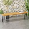 Zion - Industrial Wood And Metal Rectangular Bench With Faux Live Edge Design - Teak - Image 2