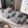 Modern Oversized Modular Sectional Sofa With 2 Chaise Lounge And 2 Armrest, Sparkling Chenille Fabric Soft Cushion Sofa With 4 Pillows, 4 Pieces Diy Combination Tufted Sofa, No Assembly Required - Gray - Image 10