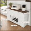 Rustic Farmhouse Kitchen Island With Storage Cabinet, Wood Top Breakfast Bar - White - Image 7