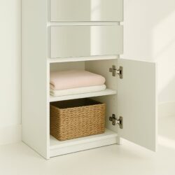 Elise - Modular Wood Closet System With Mirror In Durable Melamine And Wood Customizable Storage - White