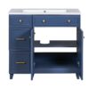 Bathroom Vanity, Transitional Style Bathroom Cabinet With Resin Sink, Single Bathroom Cabinet, With 2 Drawers And 1 Adjustable Storage Shelf, 2 Soft-Close Doors - Navy Blue - Image 14